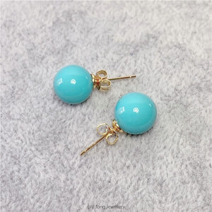 10mm Shell Pearl Stud Earrings (Baby Blue)