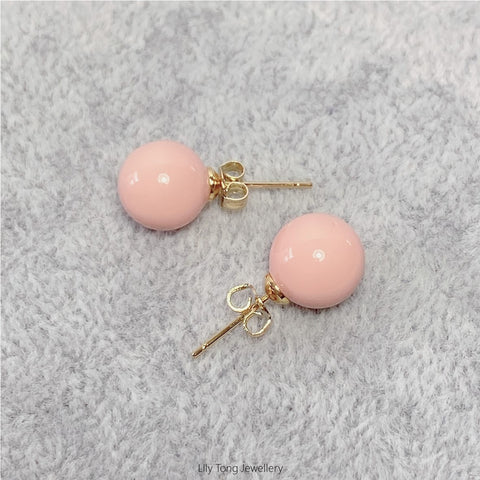 10mm Shell Pearl Stud Earrings (Baby Pink)