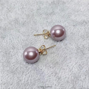 10mm Shell Pearl Stud Earrings (Mauve)