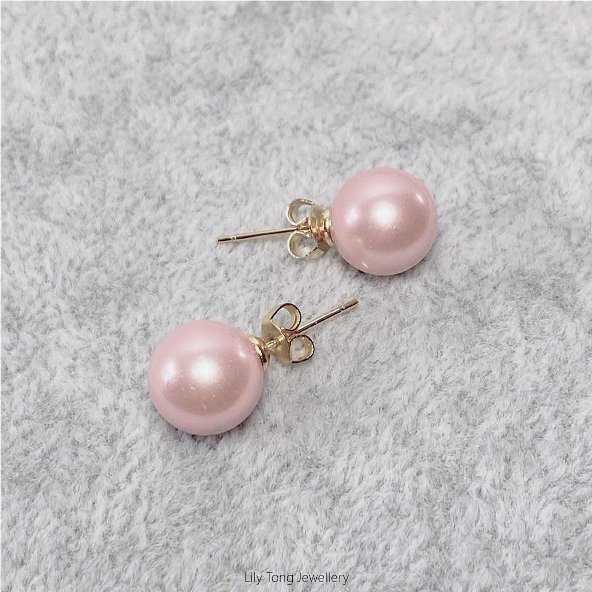 10mm Shell Pearl Stud Earrings (Rosaline)