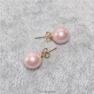 10mm Shell Pearl Stud Earrings (Rosaline)