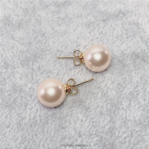 10mm Shell Pearl Stud Earrings (Creamrose)