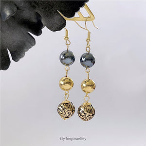 Shell Pearl & Beads Drop Earrings #0674