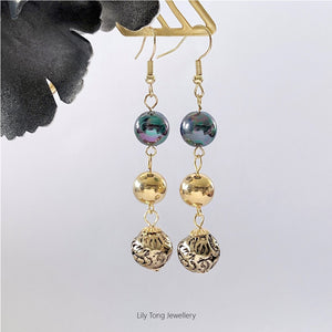 Shell Pearl & Beads Drop Earrings #0675