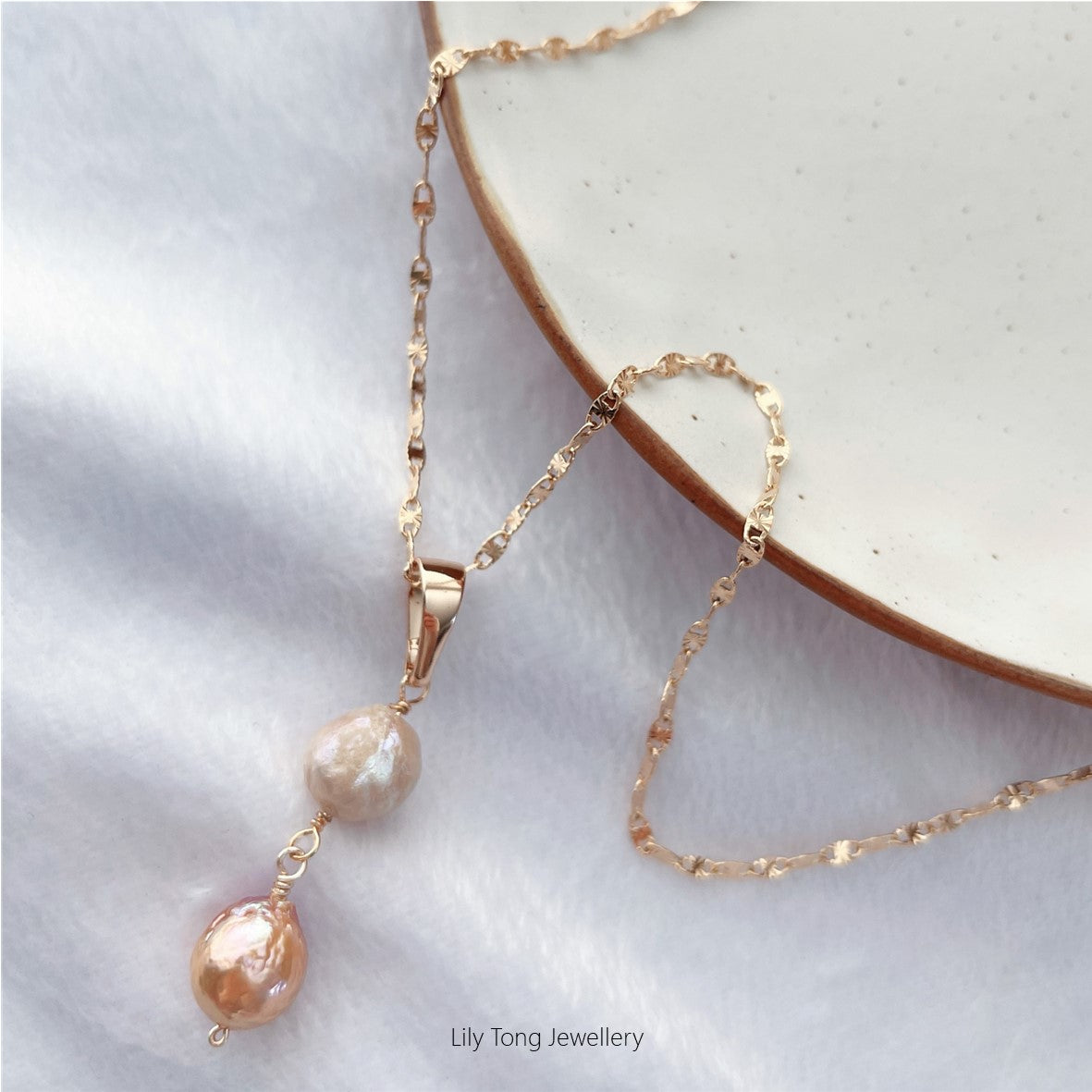 Baroque Pearl Pendant Gold-Filled Necklace #NBQL2