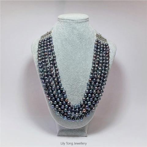 Multi-Strand Freshwater Pearl Necklace - 5-Strand