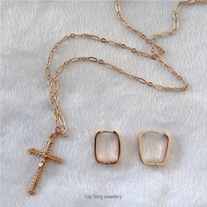 Gold-Filled Cross Pendant Necklace & Earrings #5