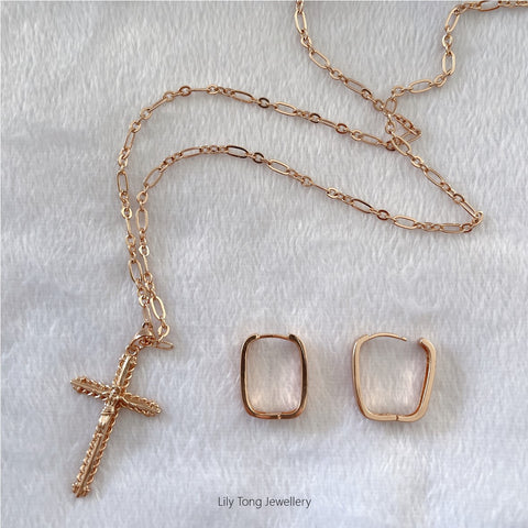 Gold-Filled Cross Pendant Necklace & Earrings #5