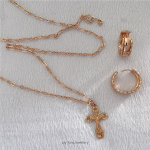 Gold-Filled Cross Pendant Necklace & Earrings #12