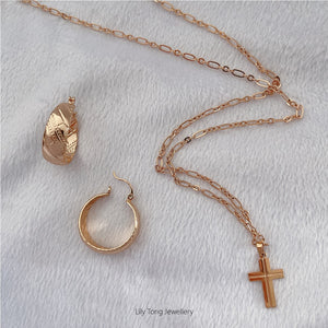 Gold-Filled Cross Pendant Necklace & Earrings #15