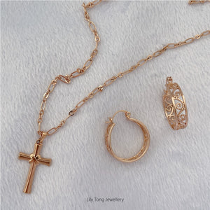 Gold-Filled Cross Pendant Necklace & Earrings #16