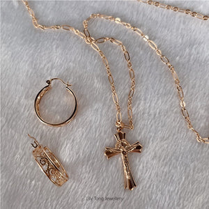 Gold-Filled Cross Pendant Necklace & Earrings #27