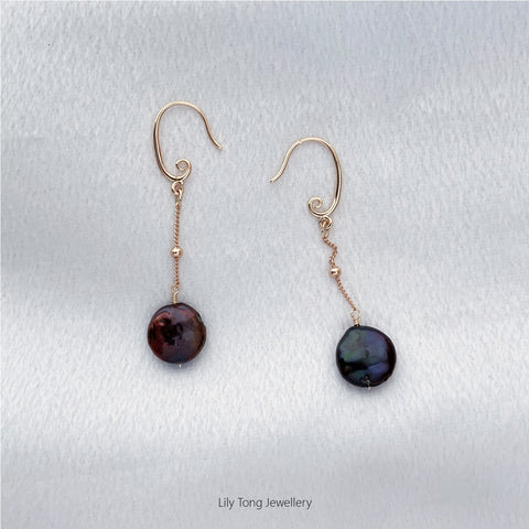 Baroque Pearl Drop Gold-Filled Earrings #EKBQD2