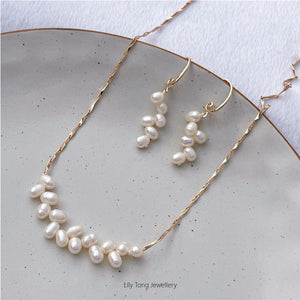 Freshwater Pearl Gold-Filled Necklace & Earrings #SFW1