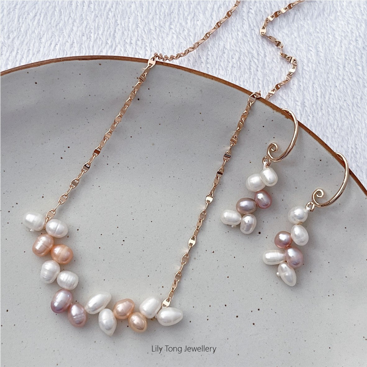 Freshwater Pearl Gold-Filled Necklace & Earrings #SFW3