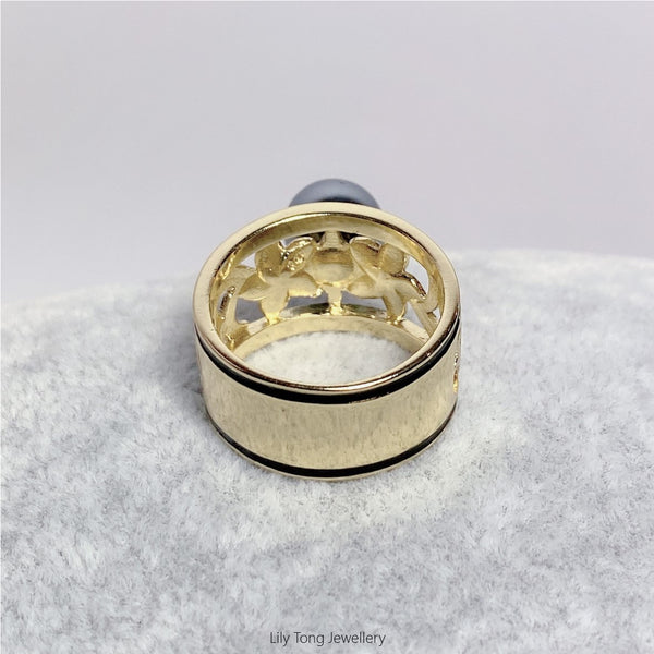 Grey Shell Pearl Gold Plated Ring #GP5