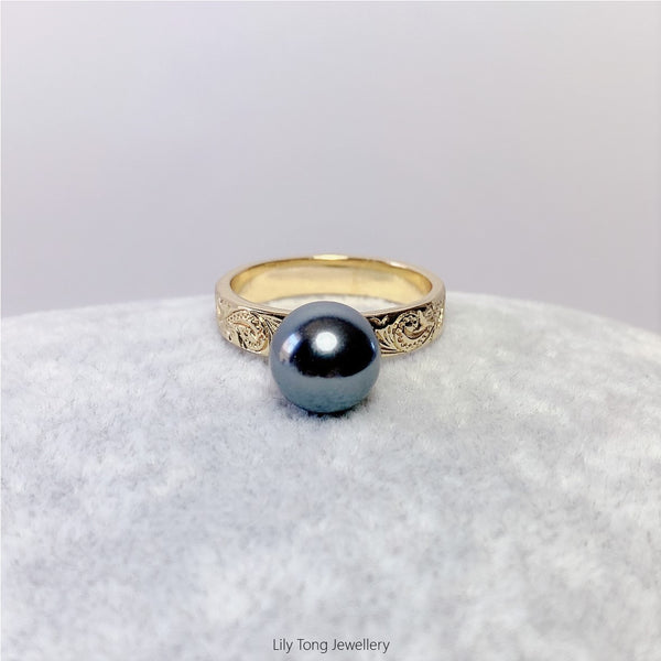 Grey Shell Pearl Gold Plated Ring #GP10