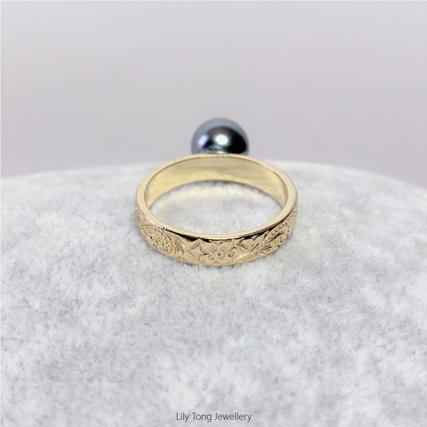 Grey Shell Pearl Gold Plated Ring #GP10