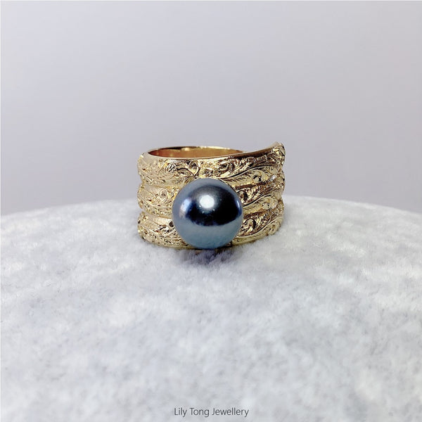 Shell Pearl Double Wrap Gold Plated Ring #GP13