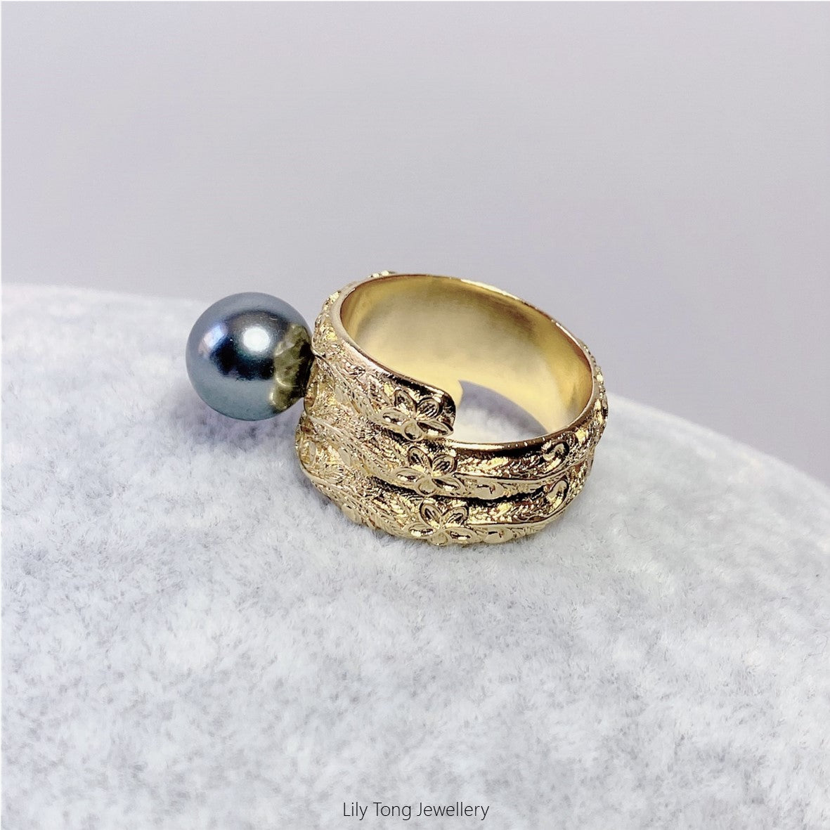 Shell Pearl Double Wrap Gold Plated Ring #GP13