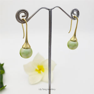 12mm Shell Pearl Hook Earrings #0655 Baby Green