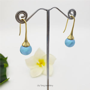 12mm Shell Pearl Hook Earrings #0656 Baby Blue